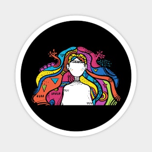 Colorful Elegant Girl Illustration Artwork Magnet